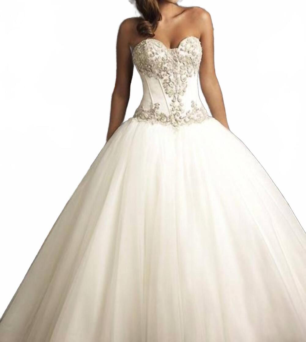 NEW ALLURE BRIDALS sweetheart corset wedding dress in diamond white/silver
